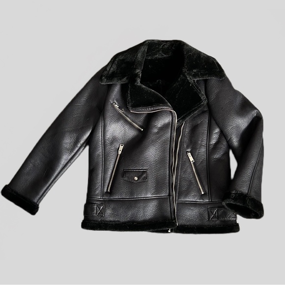 NWOT AFTF BASIC OUTERWEAR Women's Black Motorcycle Faux Fur Suede Jacket Size XL - Picture 1 of 11